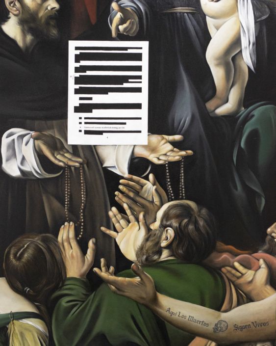 201912 Karlito Miller Espinosa, Untitled (Nuestra Sonora del Rosario), 2019 oil on canvas, 48 x 60 in. Collection of the Tucson Museum of Art. Museum Purchase. Funds provided by Sheryl Greenberg and Robert Greenberg. 2019.12